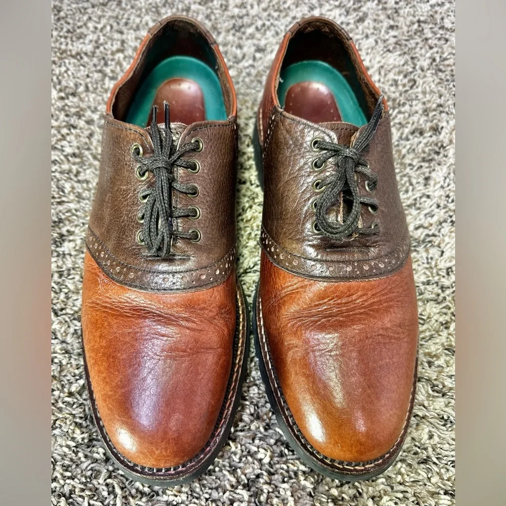 H.S. Trask Shoes Mens Size 8.5M Oxfords Saddle 2 Tone Casual Bison Leather Brown